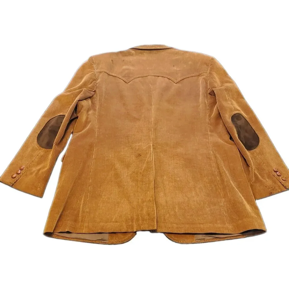 Vintage Levi's Panetela Mens Corduroy Western Blazer Honey Brown Elbow Patch 48L